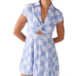 Urban Outfitters Blue and White Tie Front Sundress